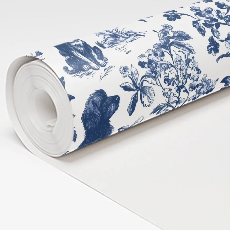 Blue & Bone Toile Wallpaper - Image 5
