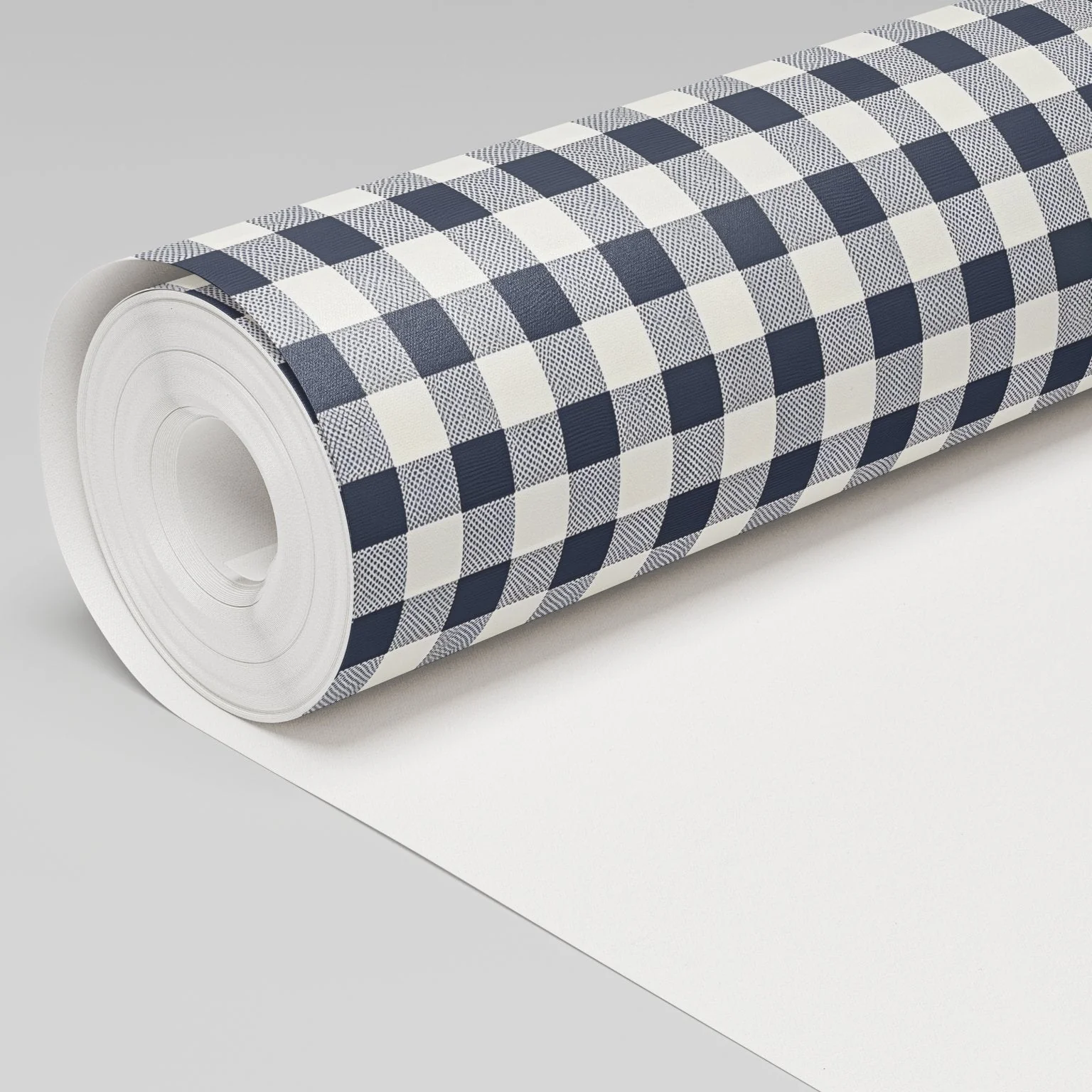 Dark Blue Vintage Gingham Wallpaper - Image 6