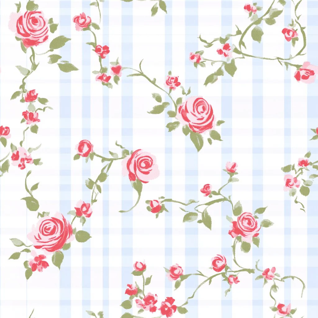 Gingham Garden Wallpaper