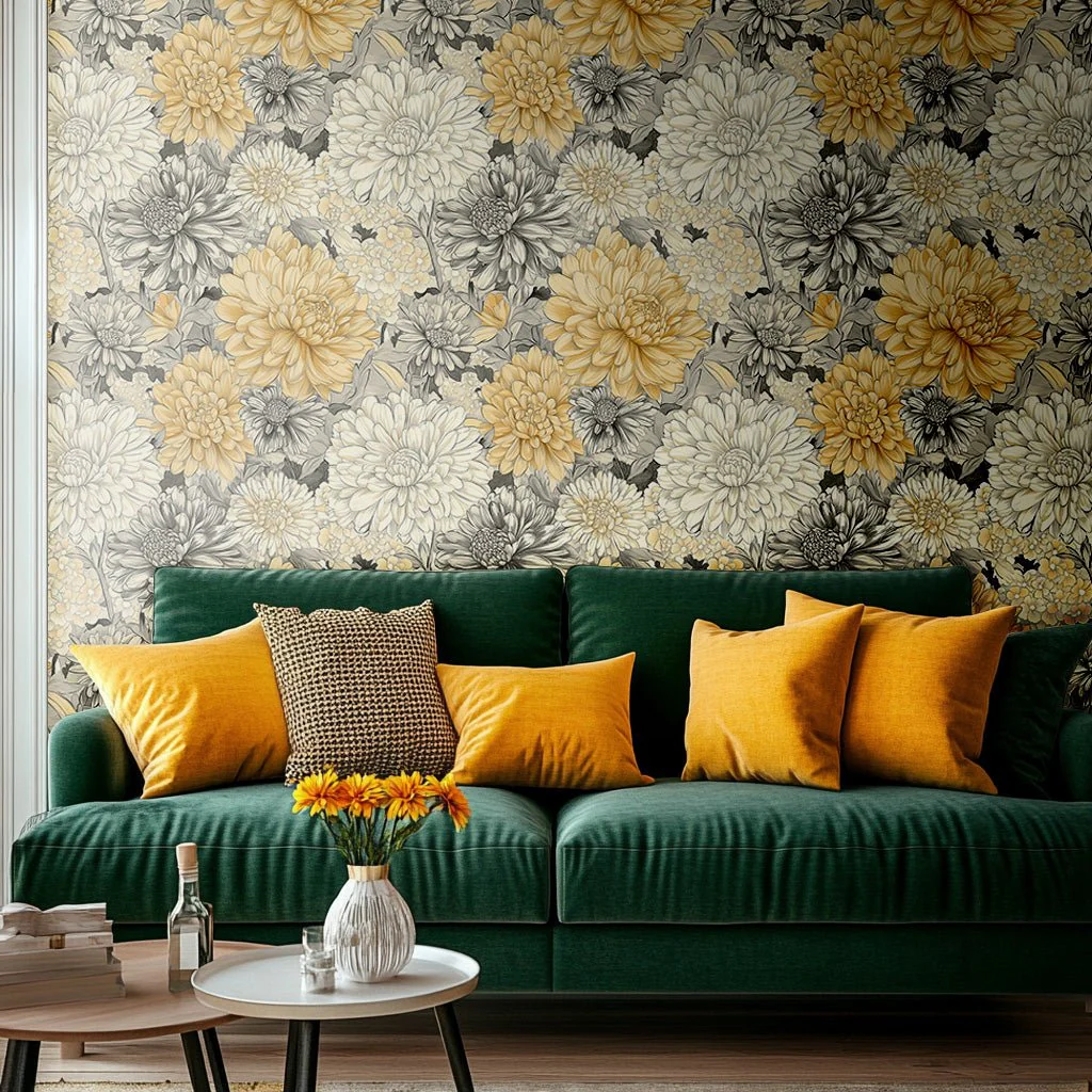 Golden Chrysanthemum Wallpaper - Image 2