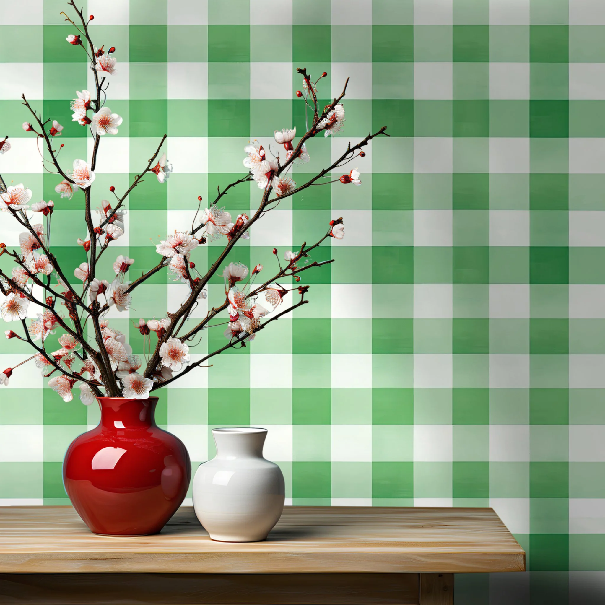 Green Gingham Wallpaper - Image 3