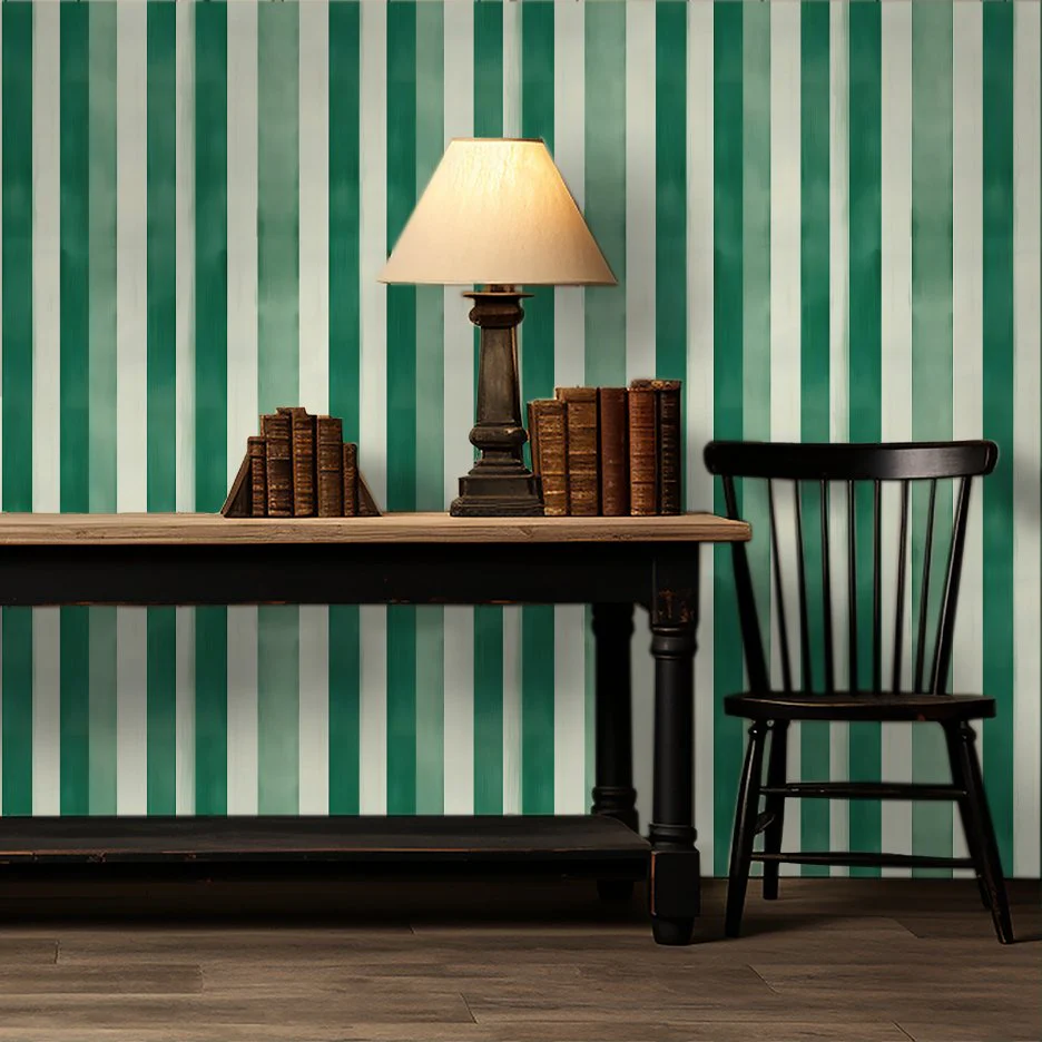 Green Watercolor Striped Wallpaper - Image 3